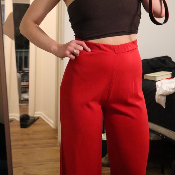 Nasty Gal Brand New Red Flowy Bell Bottoms - Picture 2 of 6